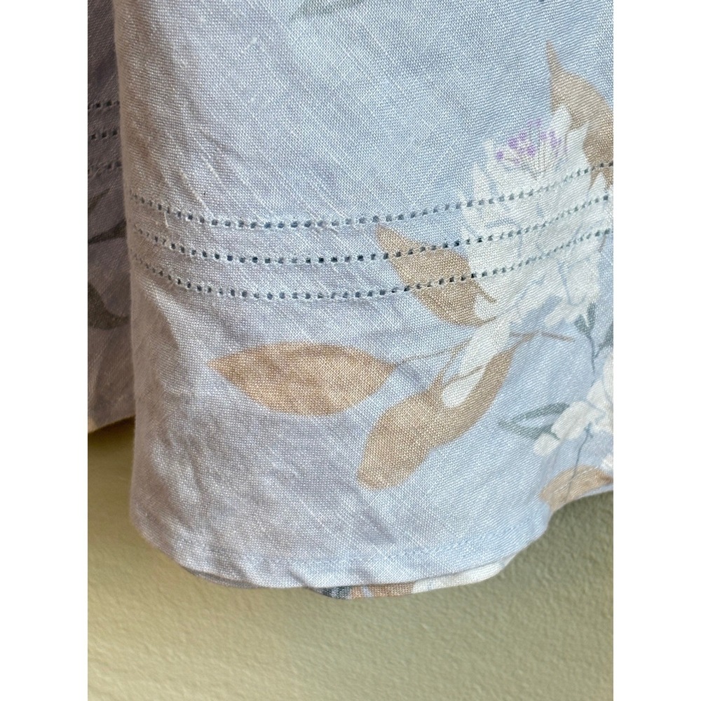 Monsoon Floral Linen Midi Dress Light Blue Womens Size 6 V-Neck Sleeveless Boho - Picture 5 of 9